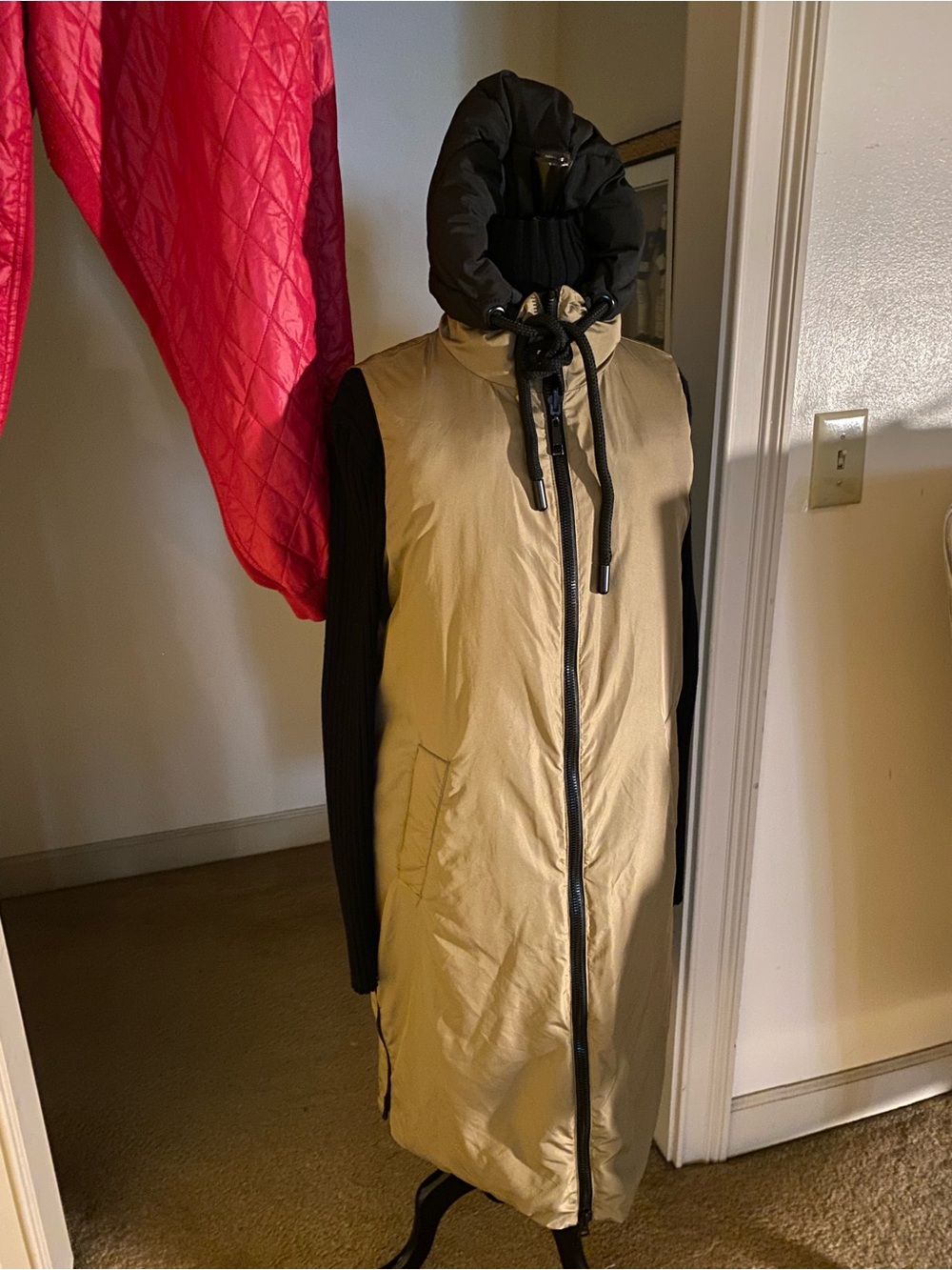 ZARA, Oversized, Quilted, Reversible Hoodie Vest